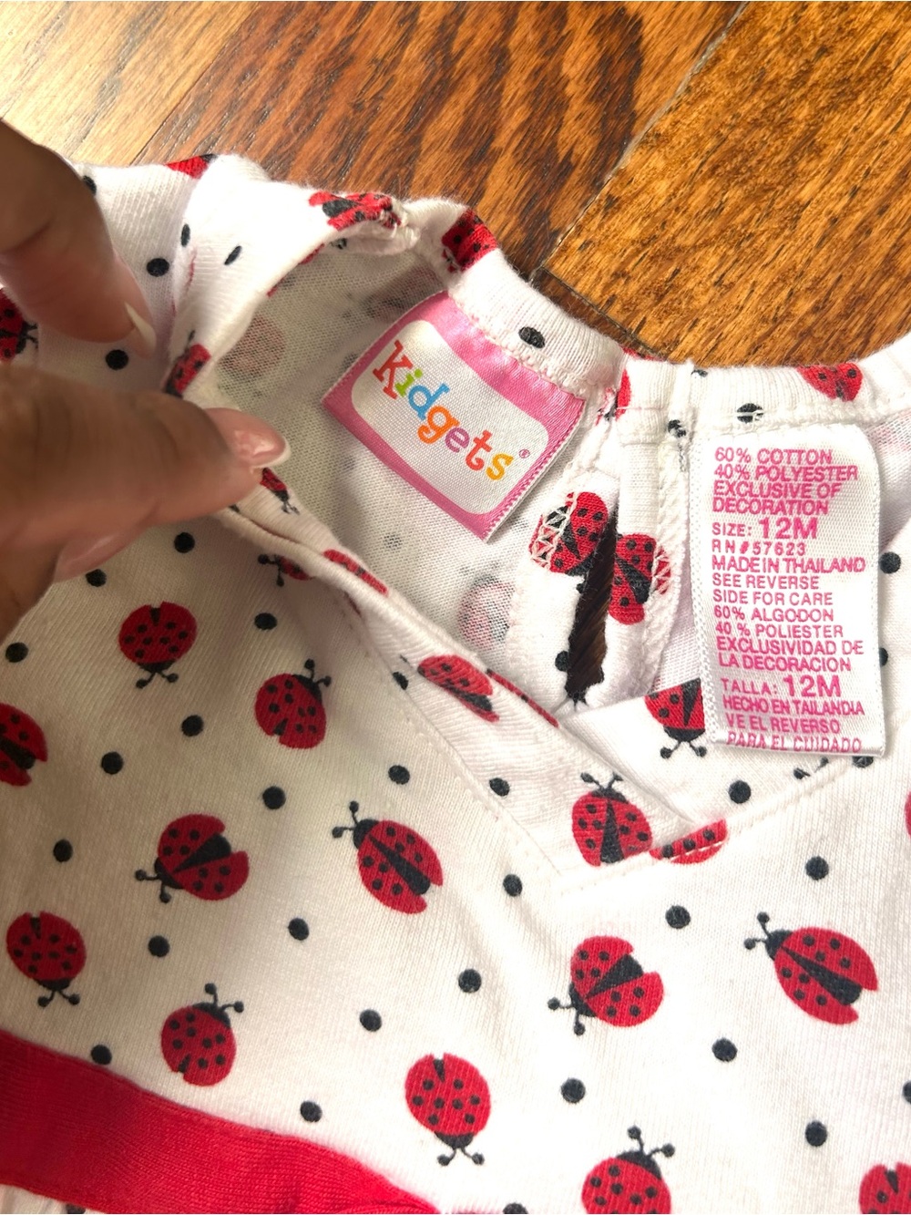 Kidgets Baby Girl Ladybug Tunic & Ruffle Pants Set 12M Red White - Picture 4 of 4